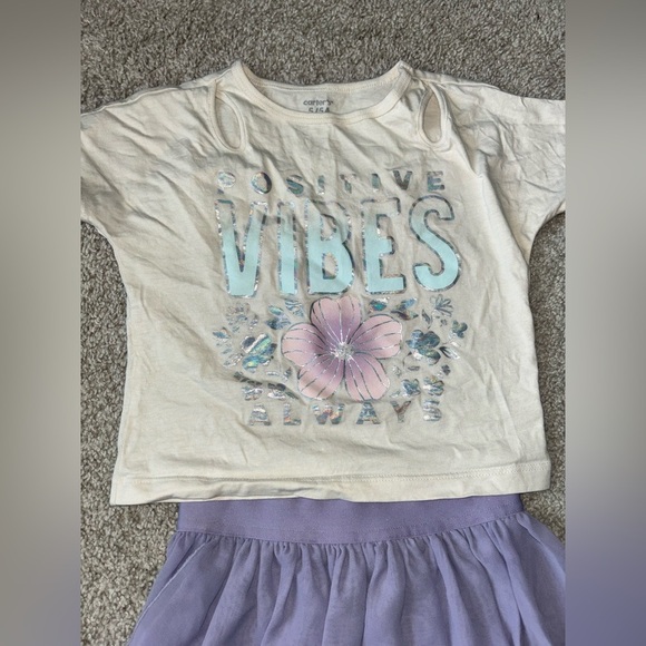 Carter’s Positive Vibes T-Shirt and Purple Skirt Set - Picture 2 of 9